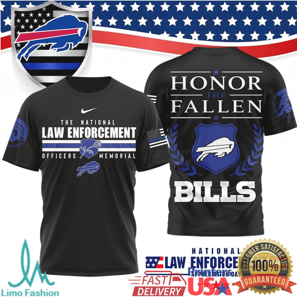 Buffalo Bills Law Enforcement Memorial Honor the Fallen Graphic T Shirt - Limotees LLC