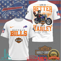 Buffalo Bills Life Is Better On A Harley Biker Style Football T Shirt - Limotees LLC