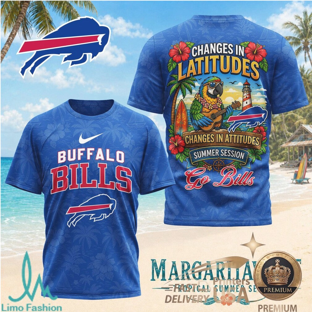 Buffalo Bills Margaritaville Parrot Tropical Summer Session T Shirt - Limotees LLC