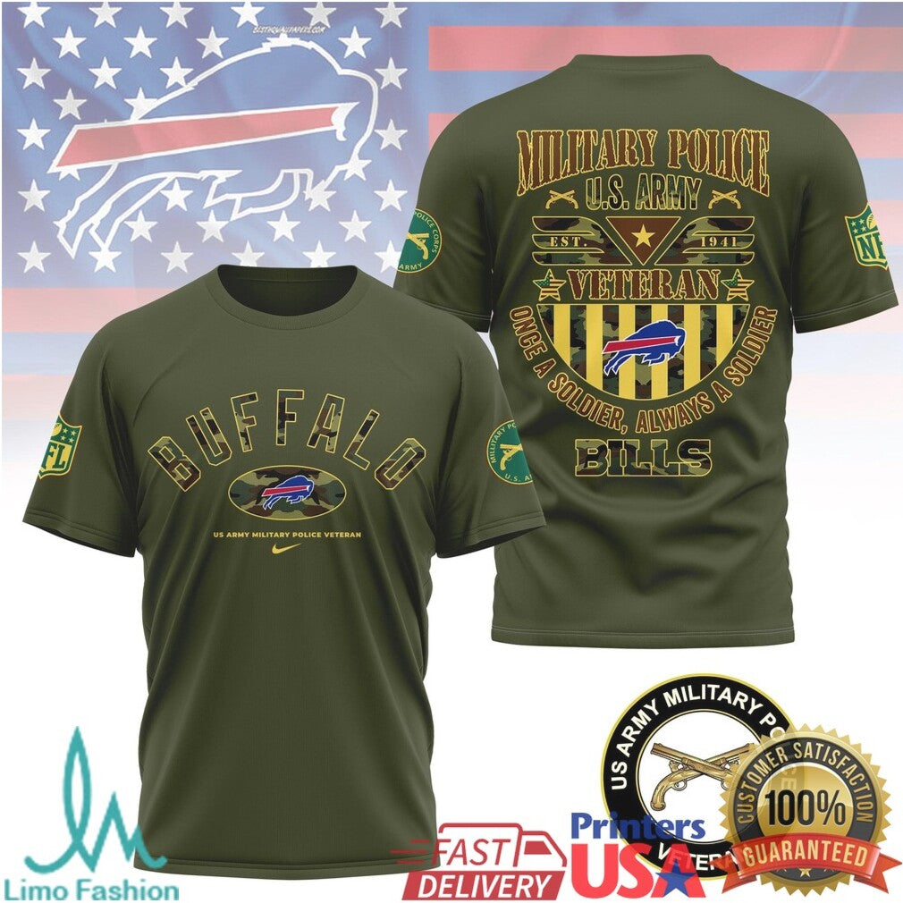 Buffalo Bills Military Police U.S. Army Veteran T Shirt Bills Mafia Military Appreciation - Limotees LLC