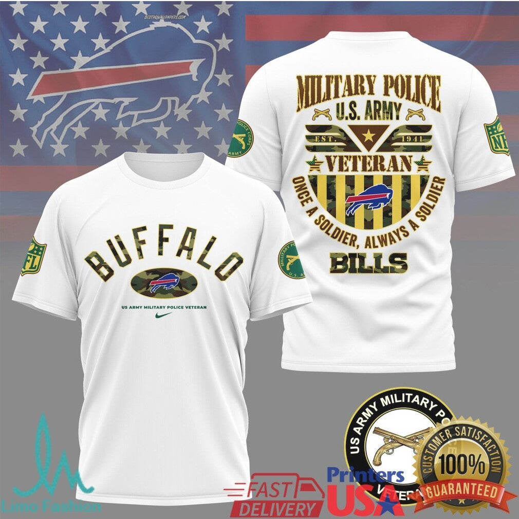 Buffalo Bills Military Police U.S. Army Veteran T Shirt Bills Mafia Military Appreciation - Limotees LLC