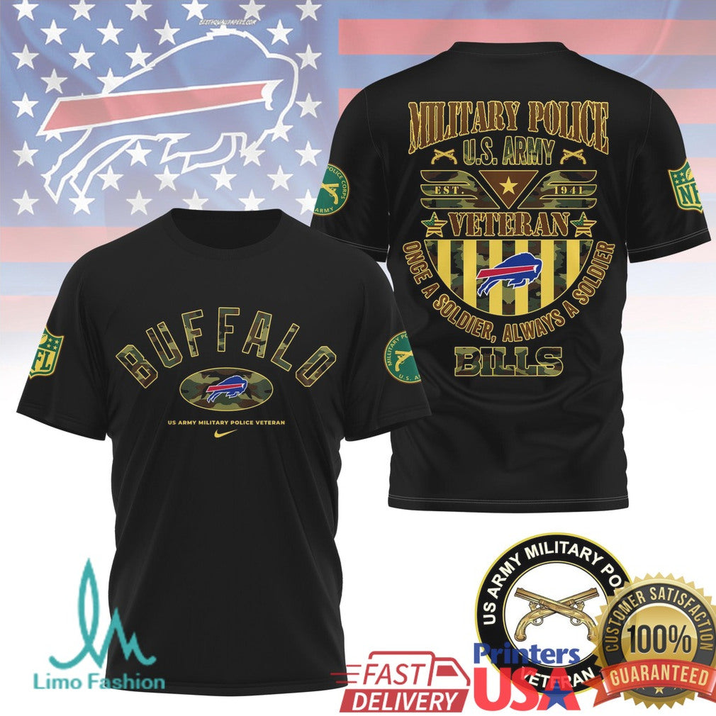 Buffalo Bills Military Police U.S. Army Veteran T Shirt Bills Mafia Military Appreciation - Limotees LLC