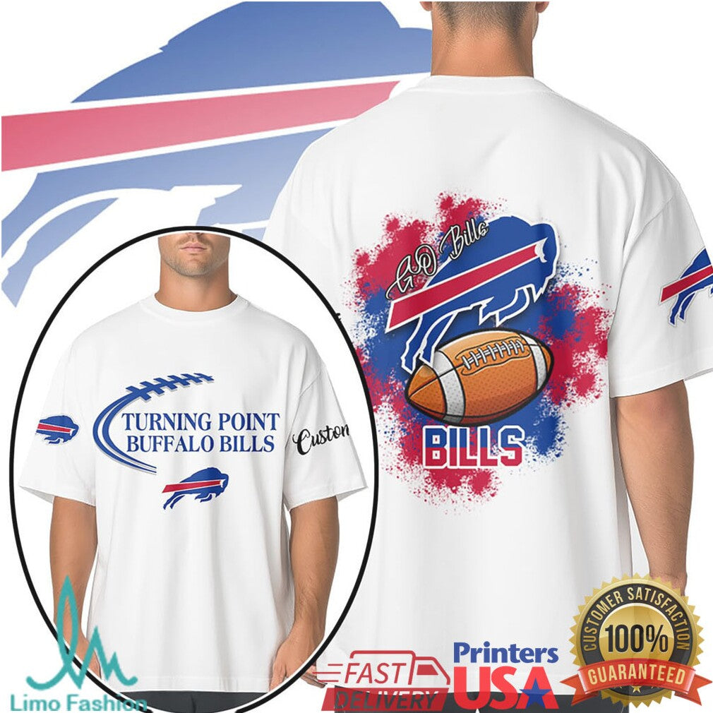 Buffalo Bills NFL Turning Point Splash Graphic T Shirt White - Limotees LLC