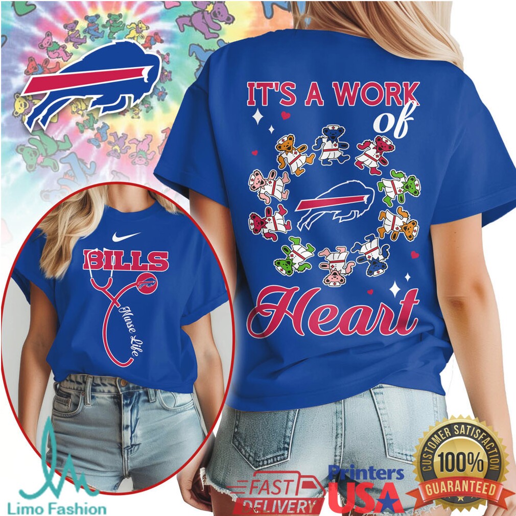 Buffalo Bills Nurse Life Shirt It's a Work of Heart NFL Medical Apparel - Limotees LLC