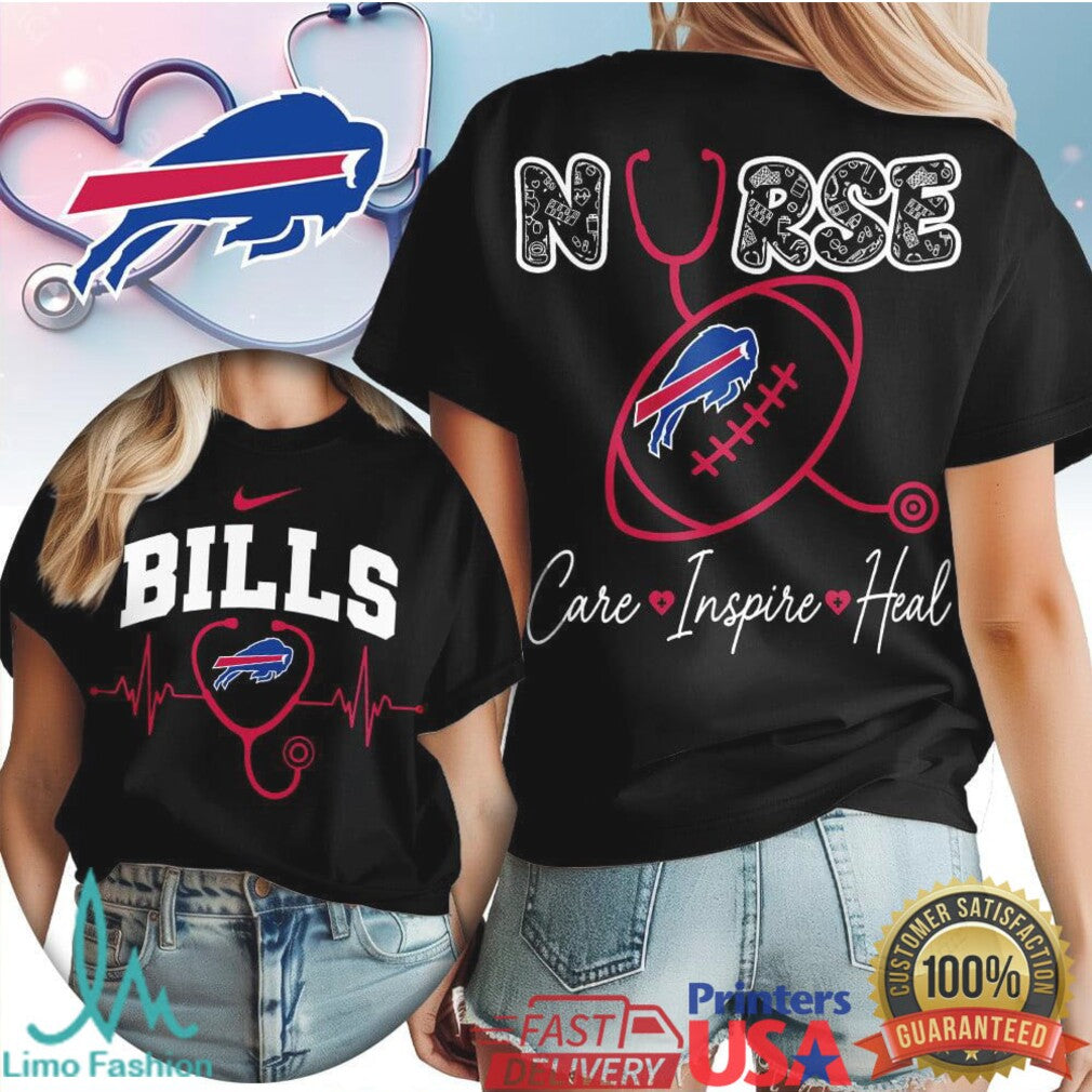 Buffalo Bills Nurse T Shirt Heartbeat Football Nursing Life Gift - Limotees LLC