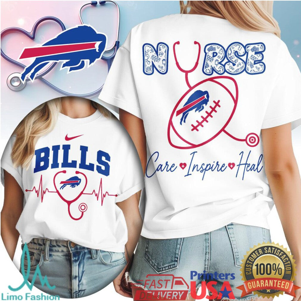 Buffalo Bills Nurse T Shirt Heartbeat Football Nursing Life Gift - Limotees LLC