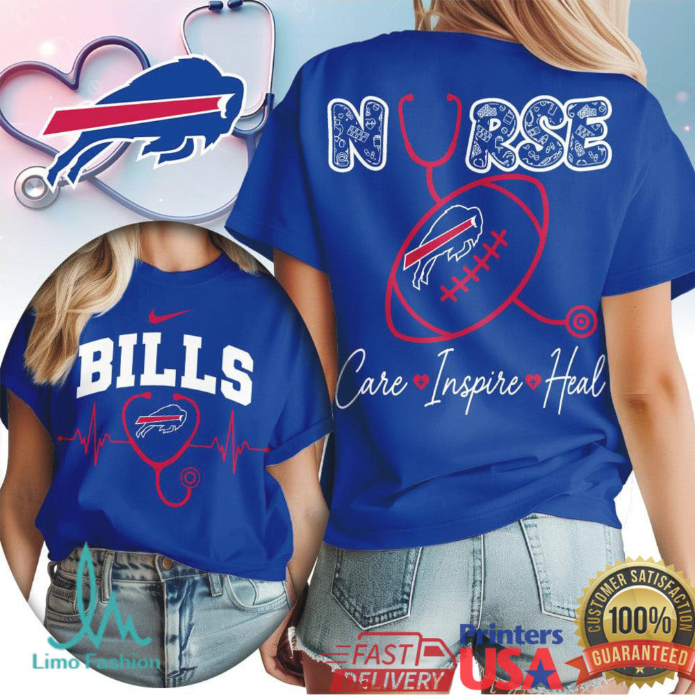 Buffalo Bills Nurse T Shirt Heartbeat Football Nursing Life Gift - Limotees LLC