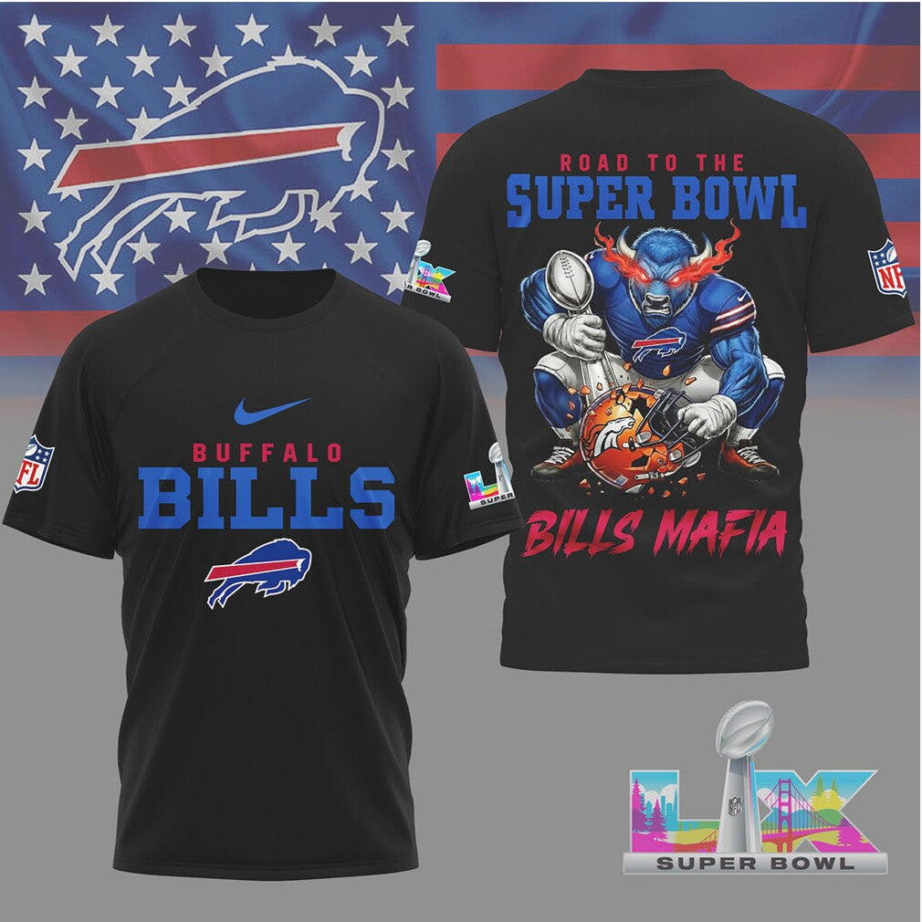 Buffalo Bills Official Bad Bunny NFL Road To Super Bowl 3D Shirt - Limotees LLC