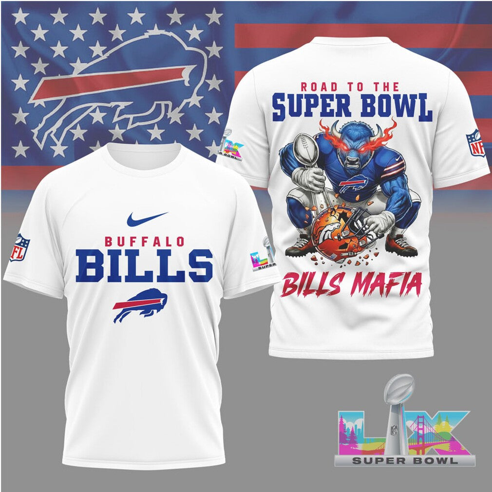 Buffalo Bills Official Bad Bunny NFL Road To Super Bowl 3D Shirt - Limotees LLC