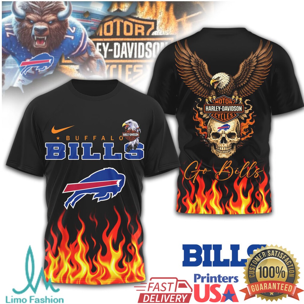 Buffalo Bills Official NFL Eagle Harley Davidson 3D Shirt - Limotees LLC