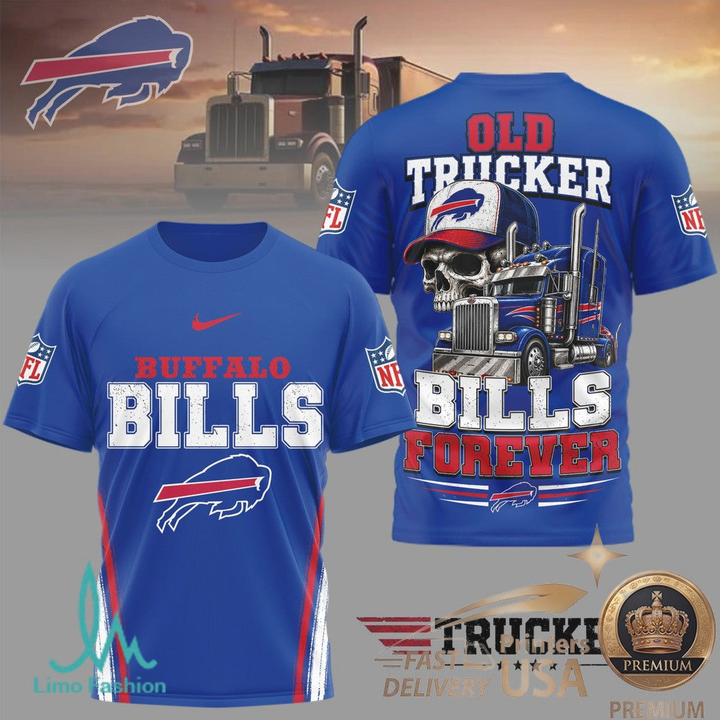 Buffalo Bills Old Trucker Skull Forever Graphic T Shirt - Limotees LLC