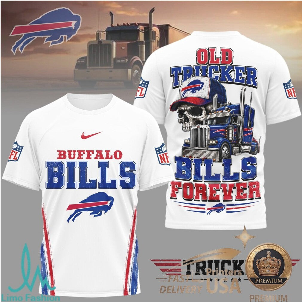 Buffalo Bills Old Trucker Skull Forever Graphic T Shirt - Limotees LLC