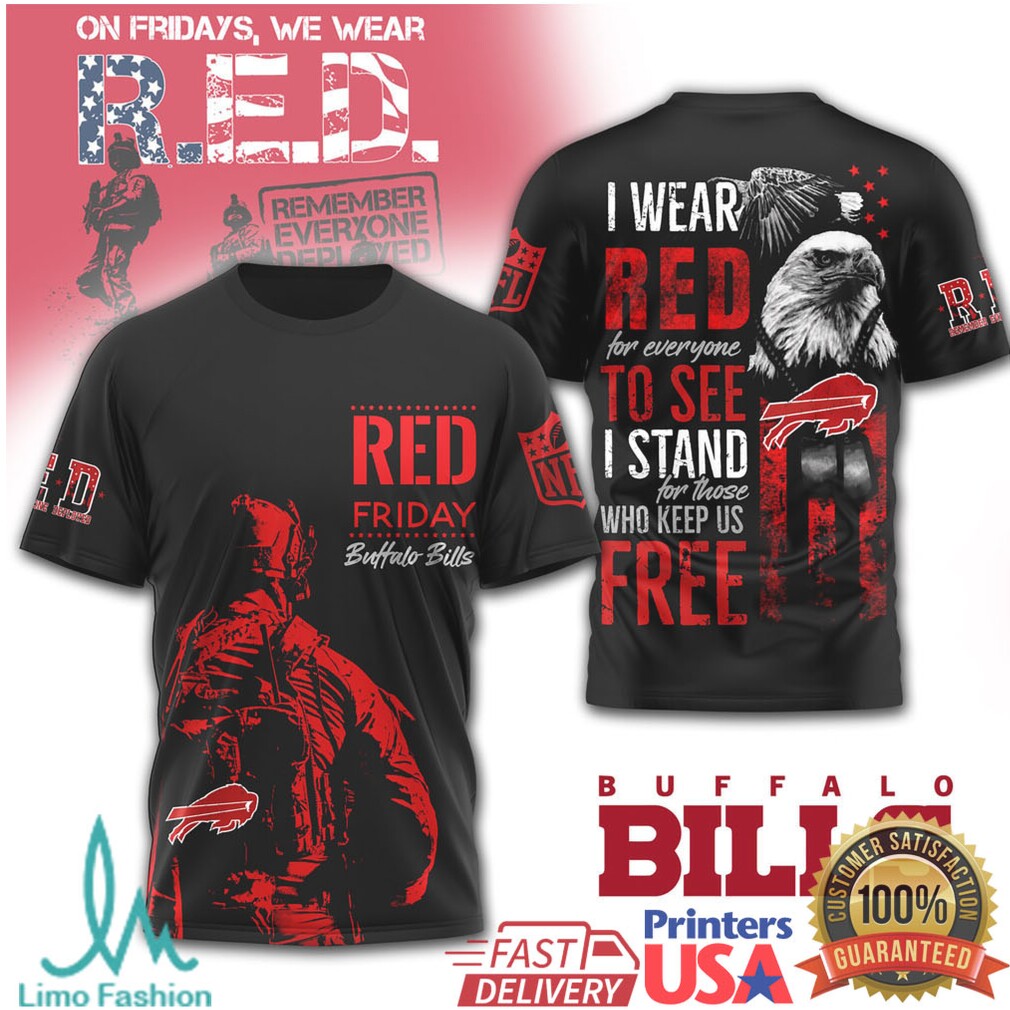 Buffalo Bills RED Friday Remember Everyone Deployed Military T Shirt - Limotees LLC