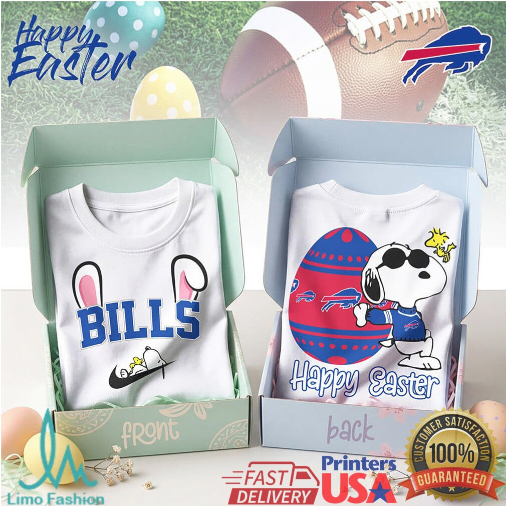 Buffalo Bills Snoopy Easter Egg Graphic T Shirt Front & Back Design - Limotees LLC
