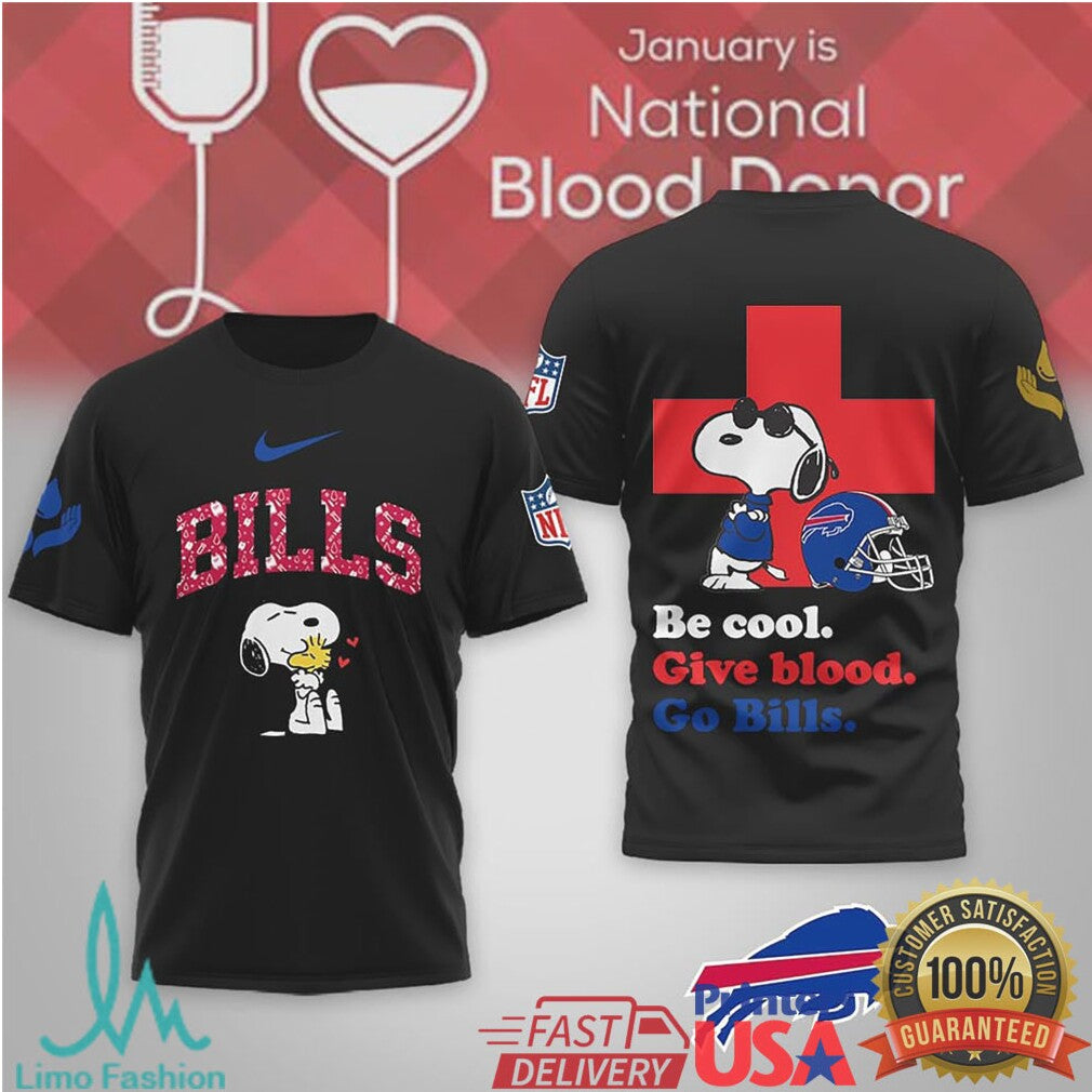 Buffalo Bills Snoopy National Blood Donor Month Graphic Shirt - Limotees LLC