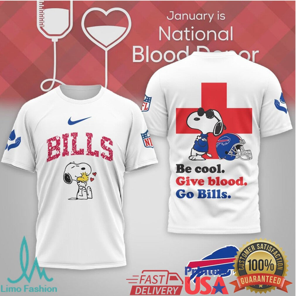 Buffalo Bills Snoopy National Blood Donor Month Graphic Shirt - Limotees LLC