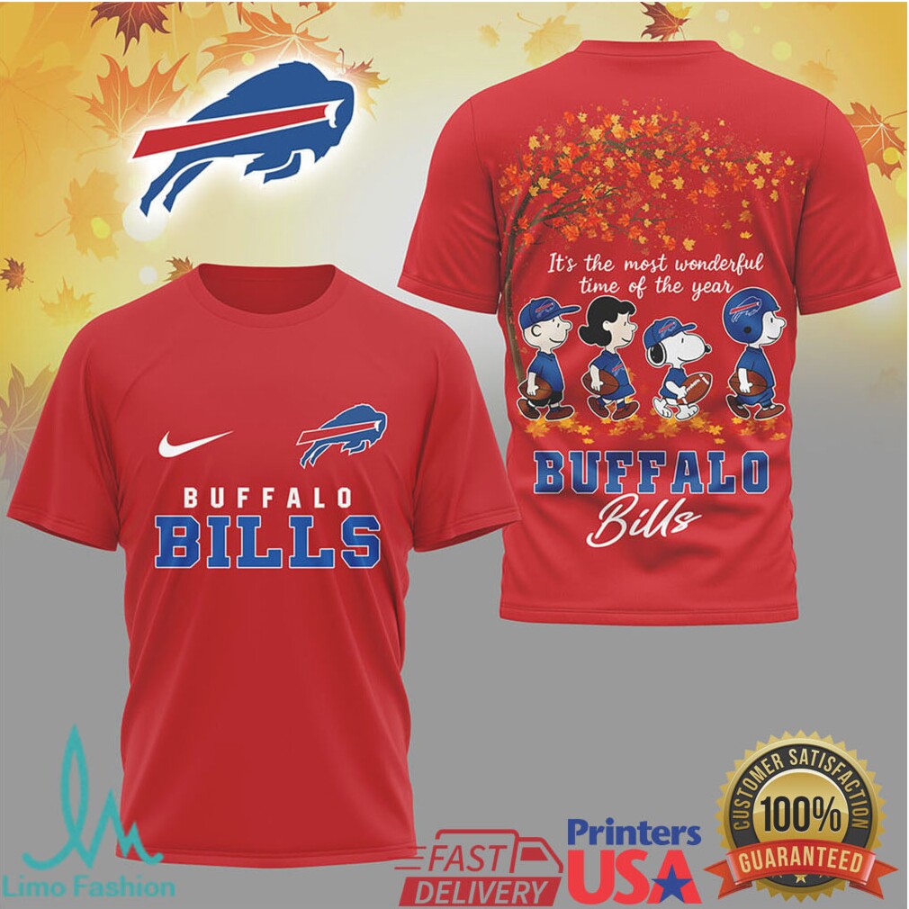 Buffalo Bills Snoopy Peanuts Fall Season Graphic Football T Shirt - Limotees LLC