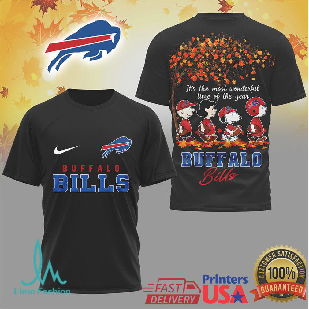 Buffalo Bills Snoopy Peanuts Fall Season Graphic Football T Shirt - Limotees LLC