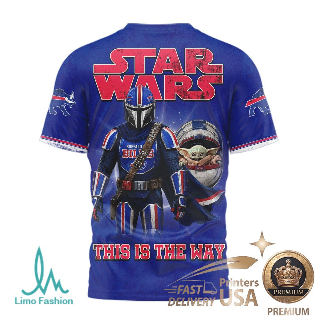Buffalo Bills Star Wars Mandalorian Grogu Graphic T Shirt - Limotees LLC