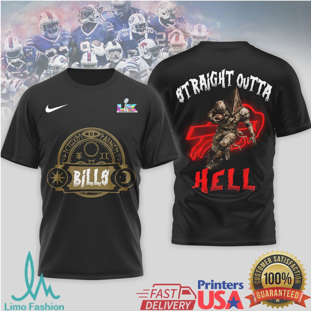 Buffalo Bills Straight Outta Hell Pyramid Head Mashup Football Shirt - Limotees LLC