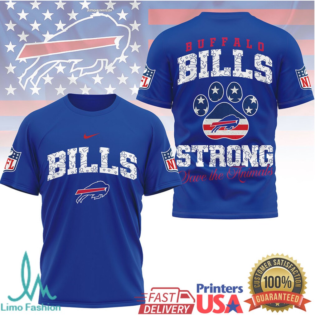 Buffalo Bills Strong Save the Animals NFL Paw Print Graphic T Shirt - Limotees LLC