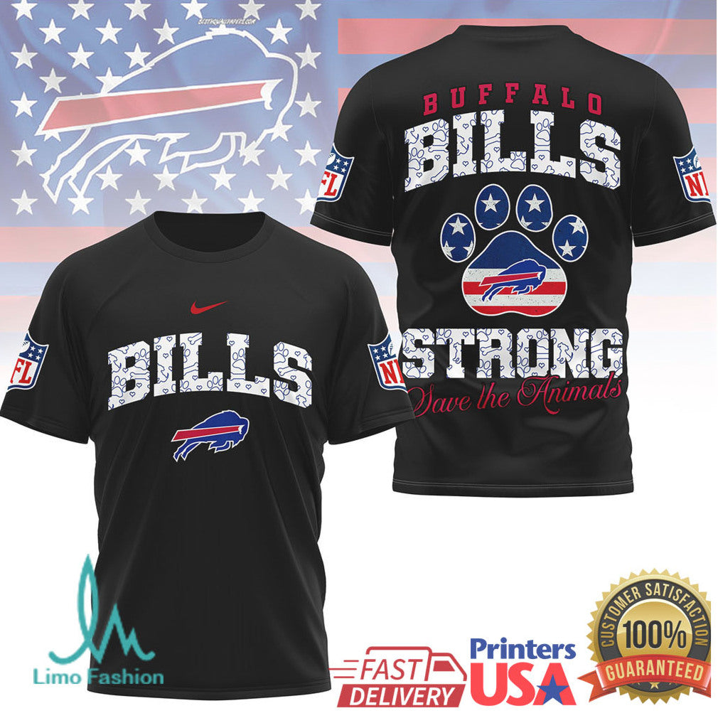 Buffalo Bills Strong Save the Animals NFL Paw Print Graphic T Shirt - Limotees LLC