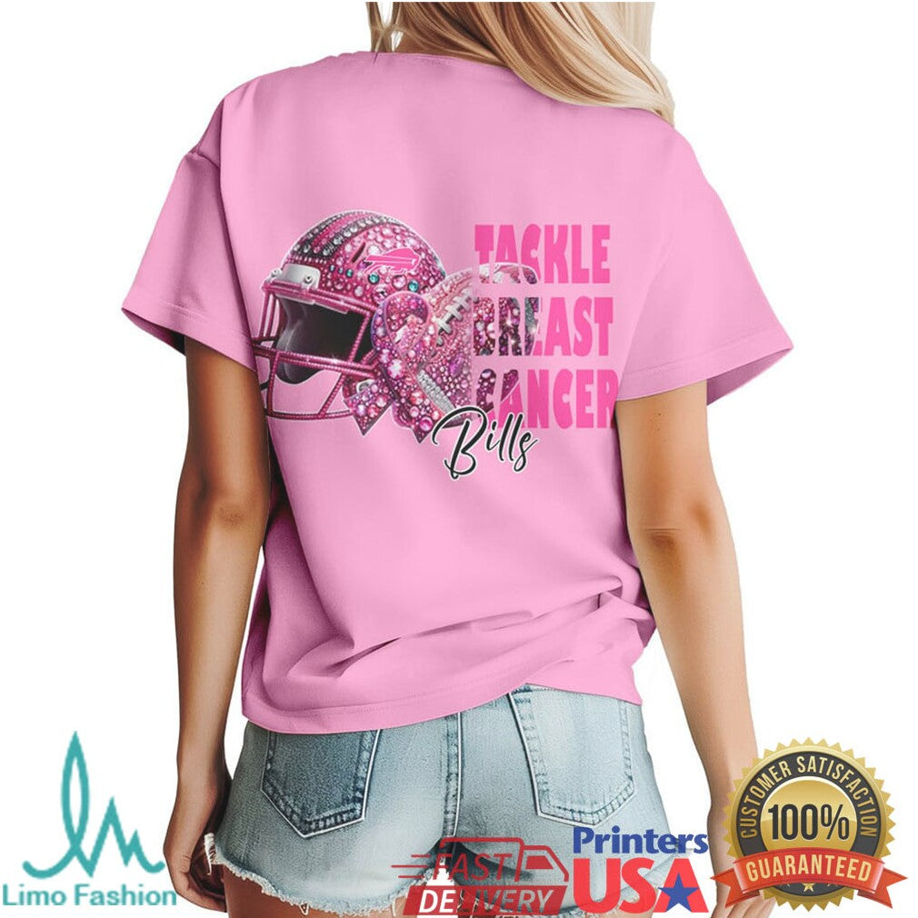 Buffalo Bills Tackle Breast Cancer Pink Football Graphic Tee - Limotees LLC