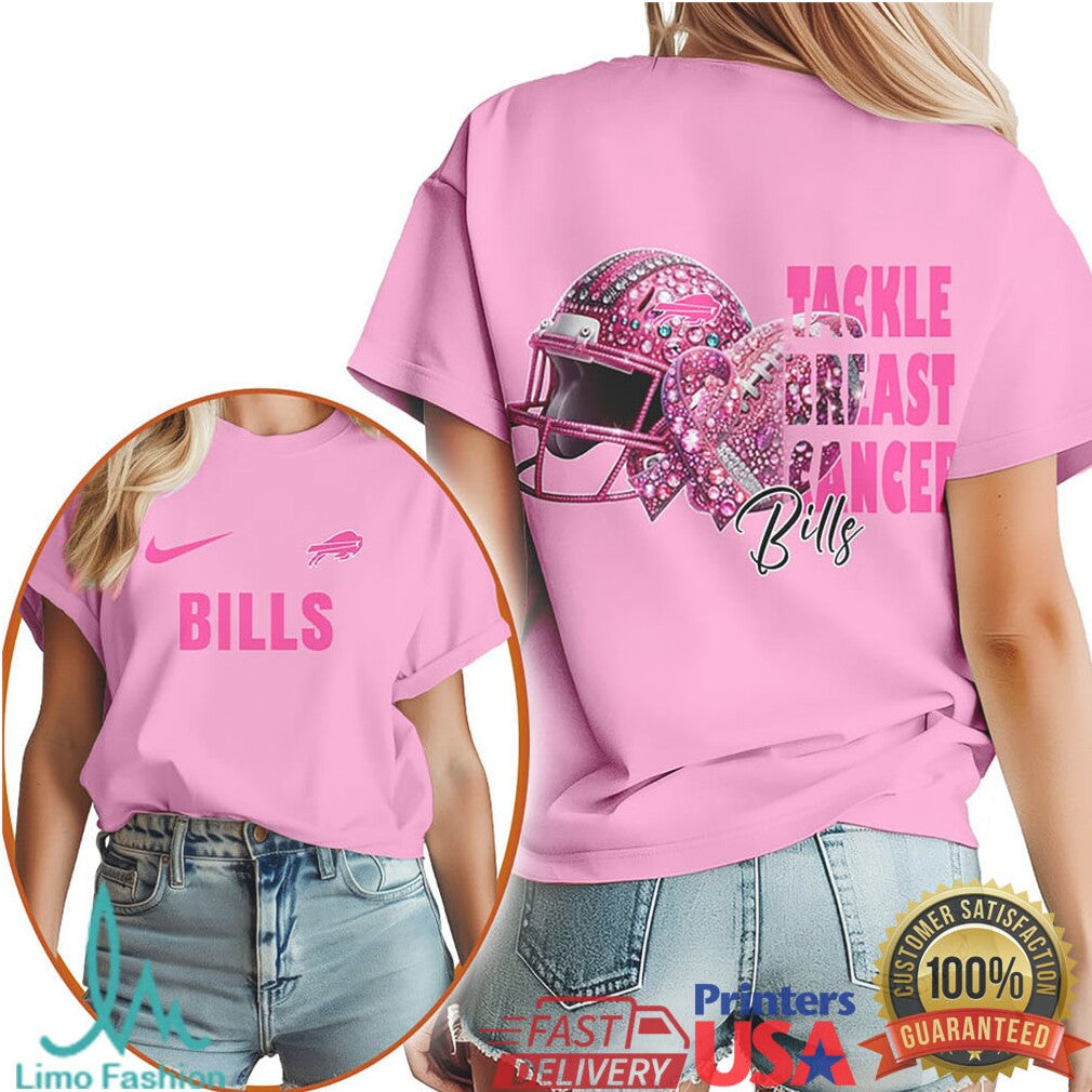 Buffalo Bills Tackle Breast Cancer Pink Football Graphic Tee - Limotees LLC