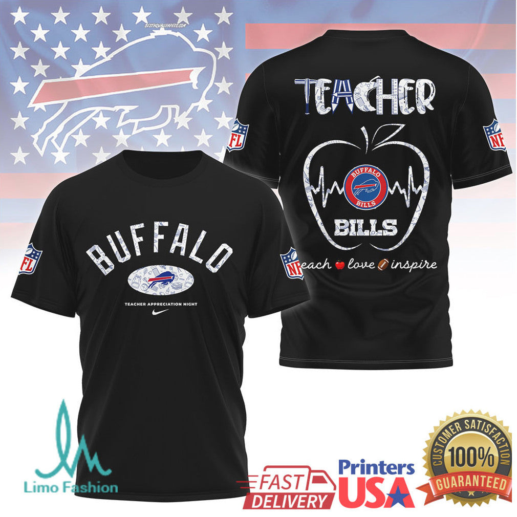Buffalo Bills Teacher Appreciation Apple Heartbeat Nfl Shirt - Limotees LLC