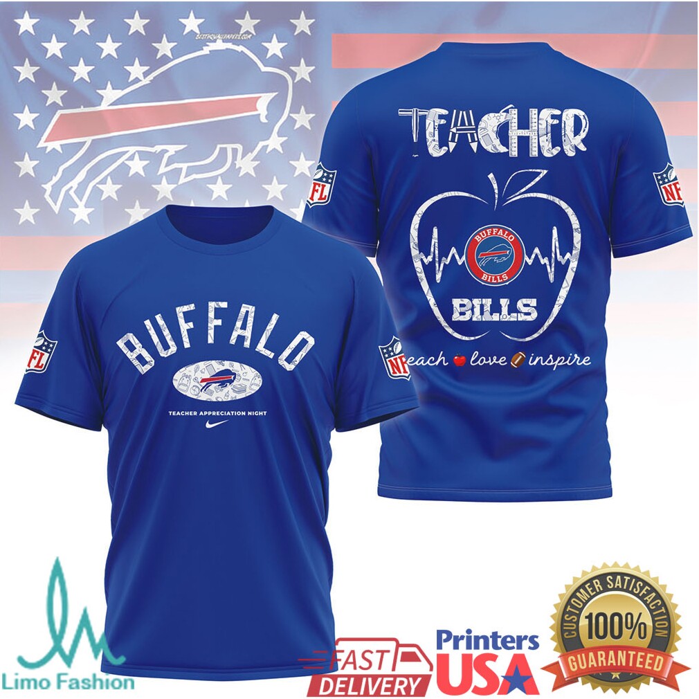 Buffalo Bills Teacher Appreciation Apple Heartbeat Nfl Shirt - Limotees LLC