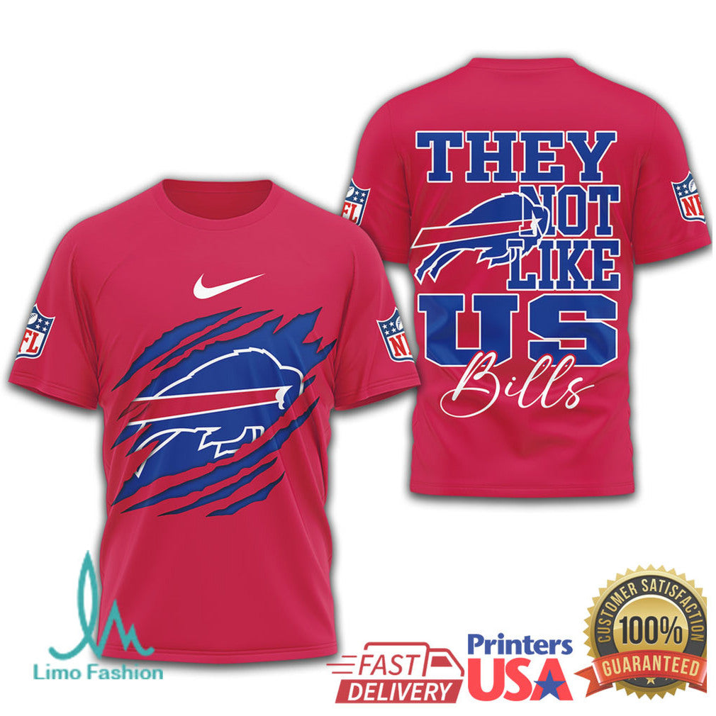 Buffalo Bills “They Not Like Us” NFL Claw Rip Graphic T Shirt - Limotees LLC