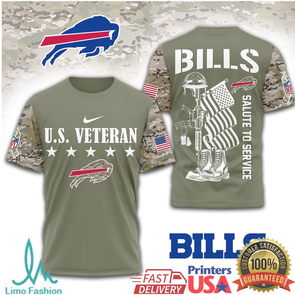 Buffalo Bills U.S. Veteran Salute to Service Military Olive T Shirt - Limotees LLC