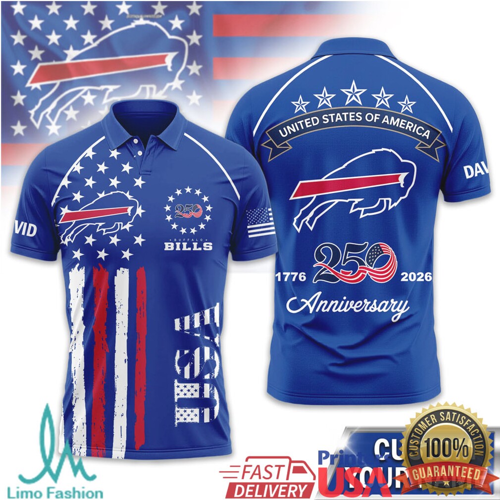 Buffalo Bills USA 250th Anniversary Custom Name T Shirt - Limotees LLC