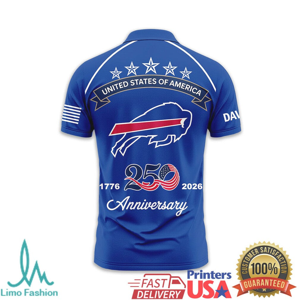Buffalo Bills USA 250th Anniversary Custom Name T Shirt - Limotees LLC