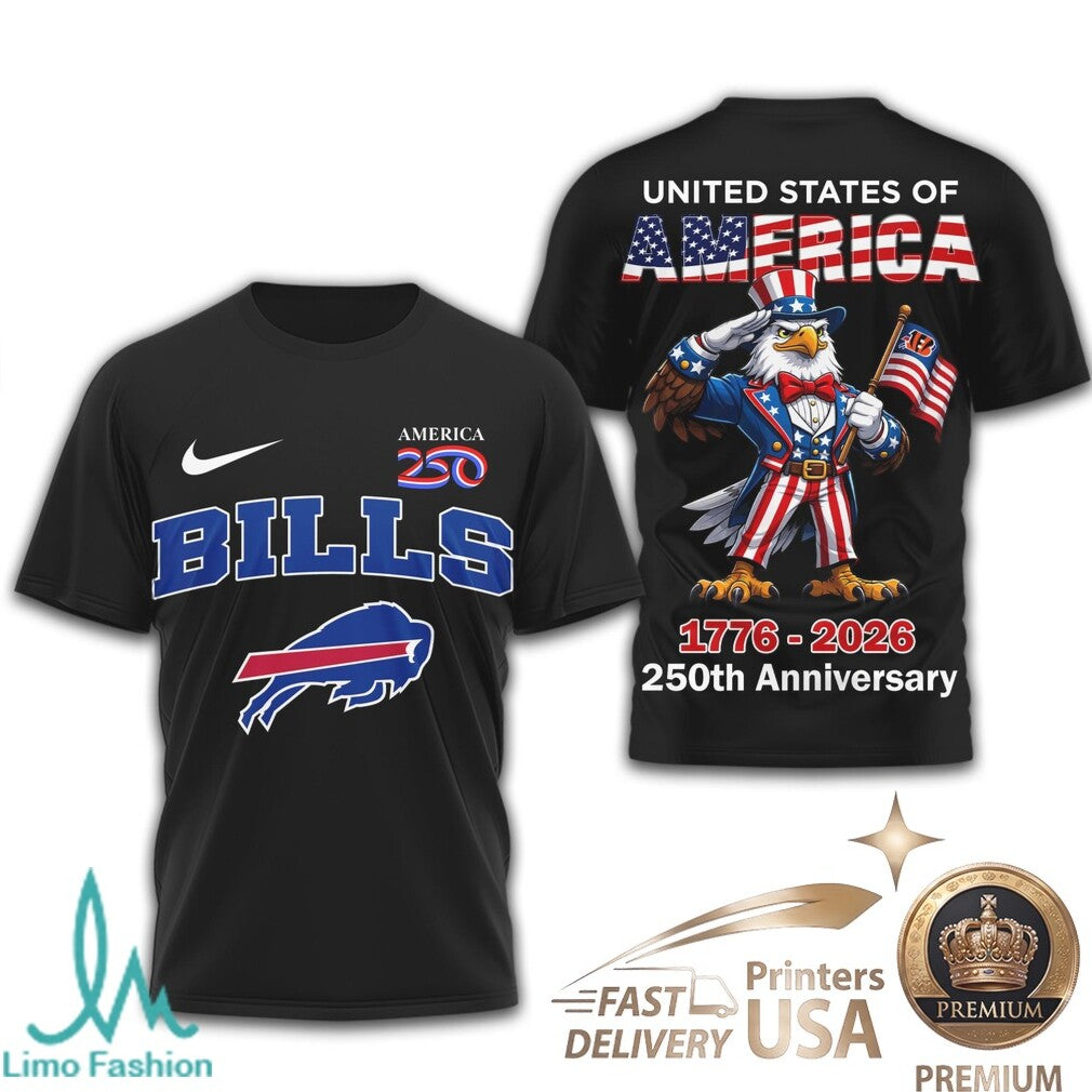 Buffalo Bills USA 250th Anniversary Eagle Patriotic T Shirt - Limotees LLC