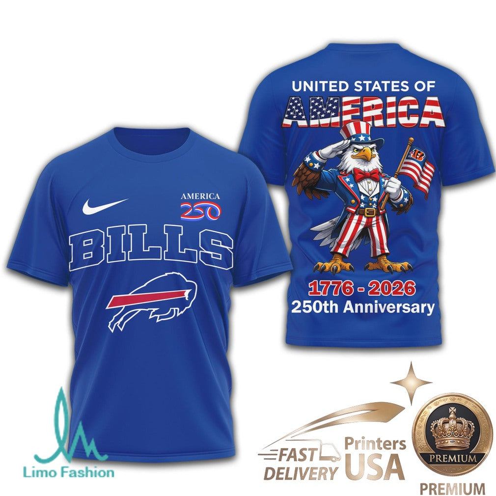 Buffalo Bills USA 250th Anniversary Eagle Patriotic T Shirt - Limotees LLC