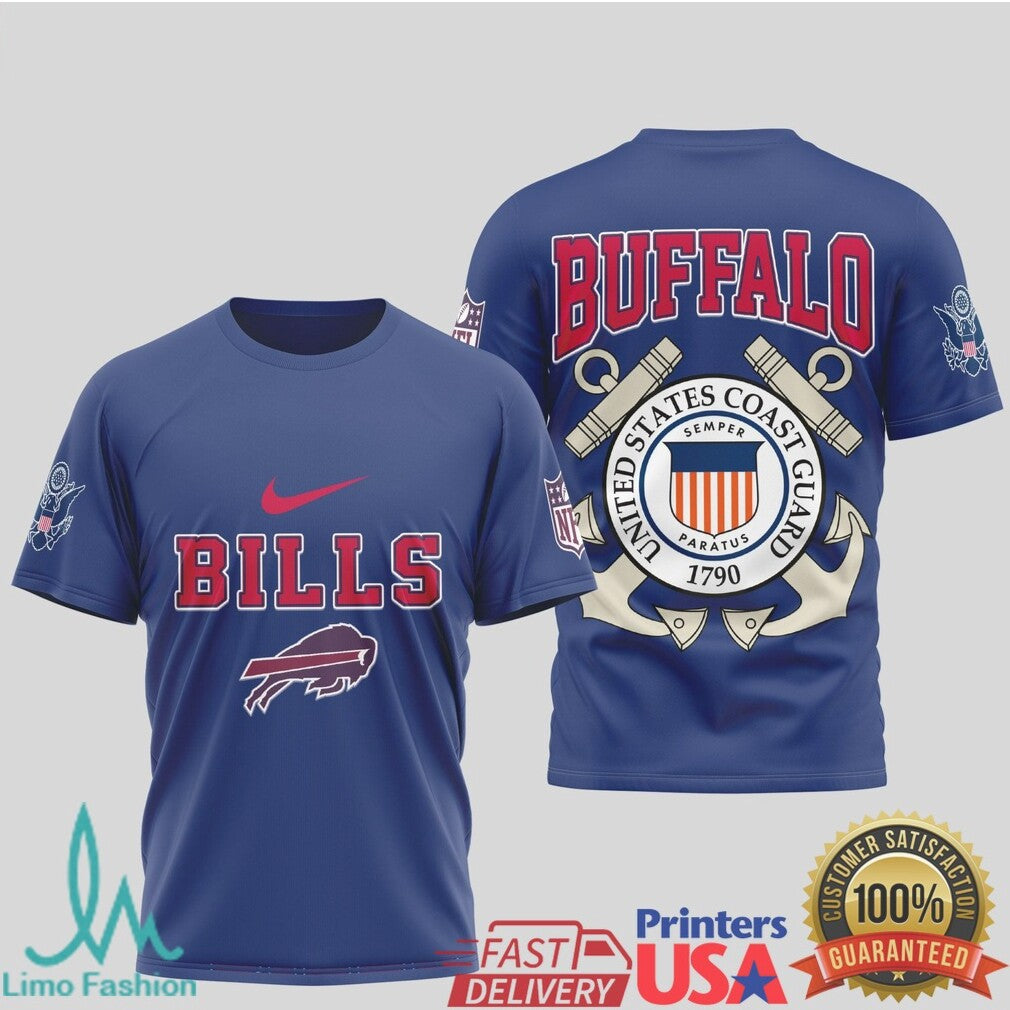 Buffalo Bills United States Coast Guard Military Appreciation T Shirt - Limotees LLC