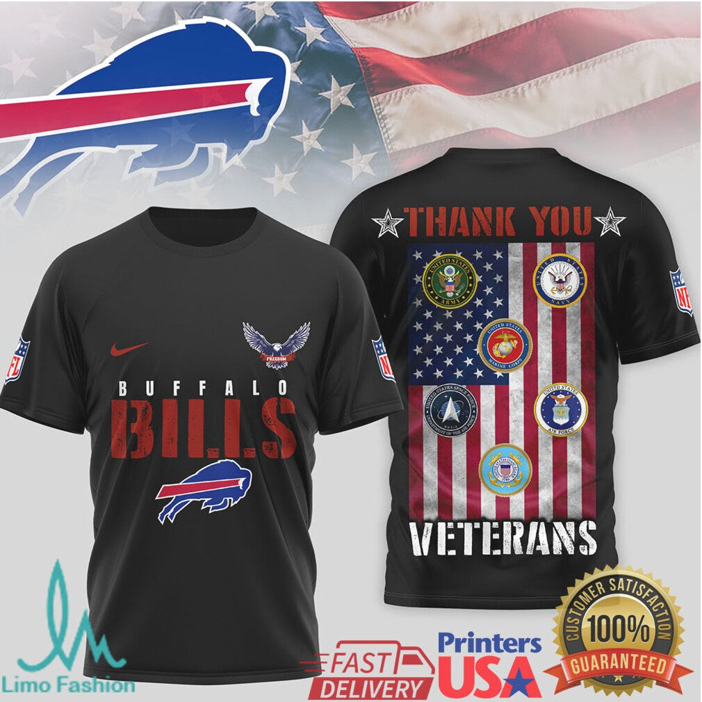 Buffalo Bills Veterans Thank You Military Appreciation 3D T Shirt - Limotees LLC