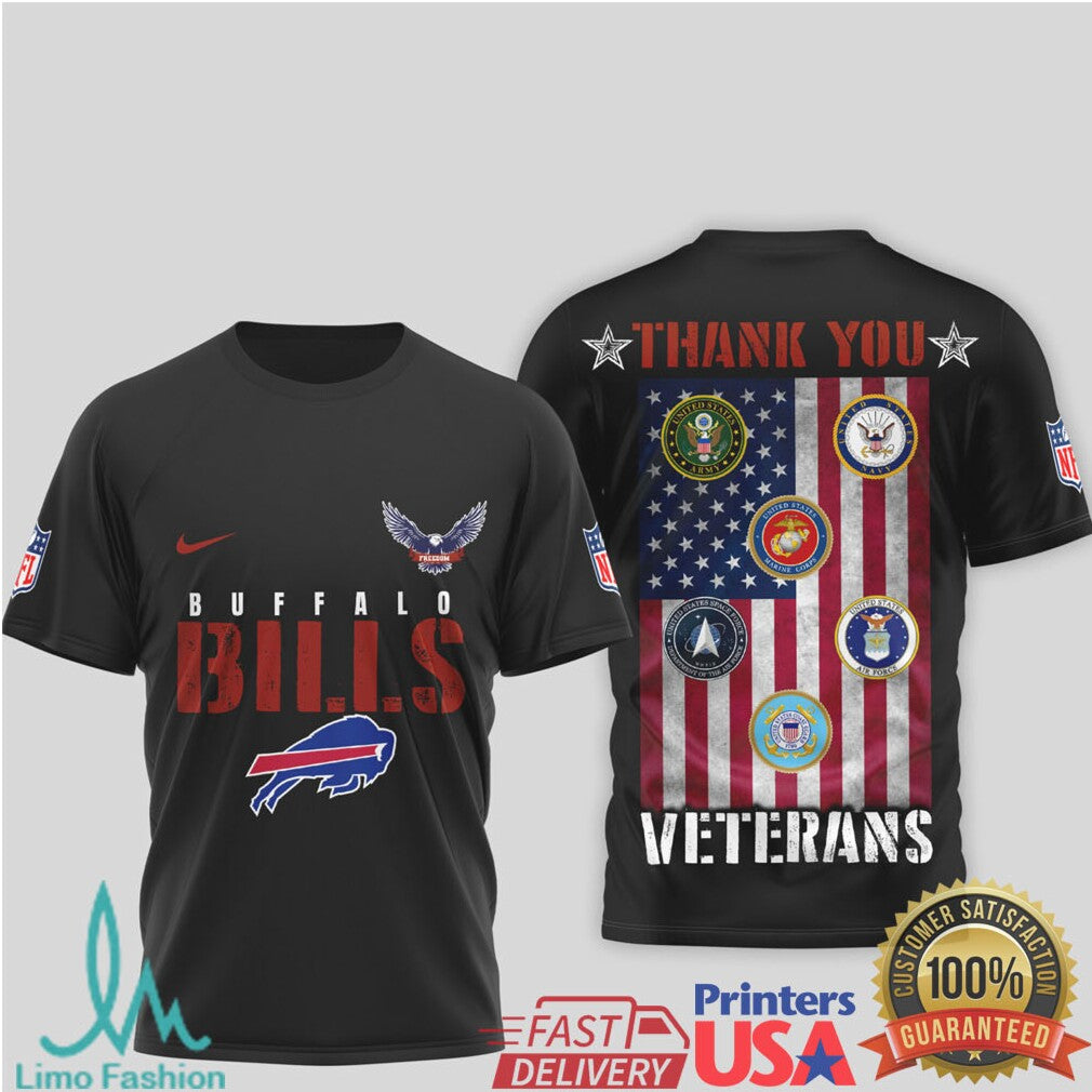 Buffalo Bills Veterans Thank You Military Appreciation 3D T Shirt - Limotees LLC