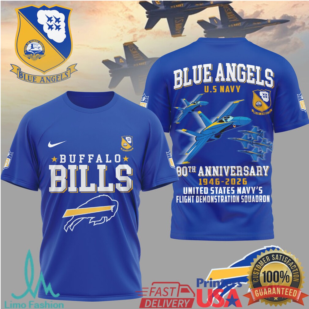 Buffalo Bills x Blue Angels 80th Anniversary Navy Flight T Shirt - Limotees LLC