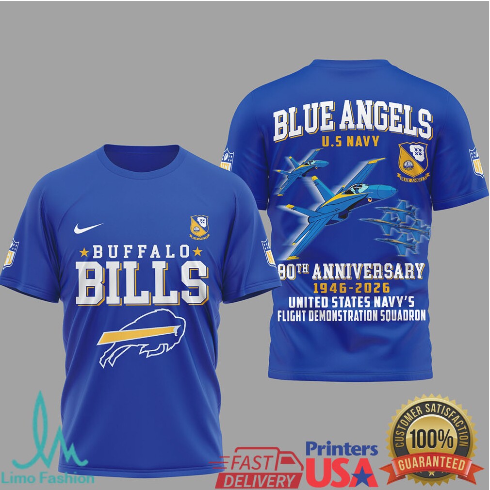 Buffalo Bills x Blue Angels 80th Anniversary U.S. Navy Blue T Shirt - Limotees LLC