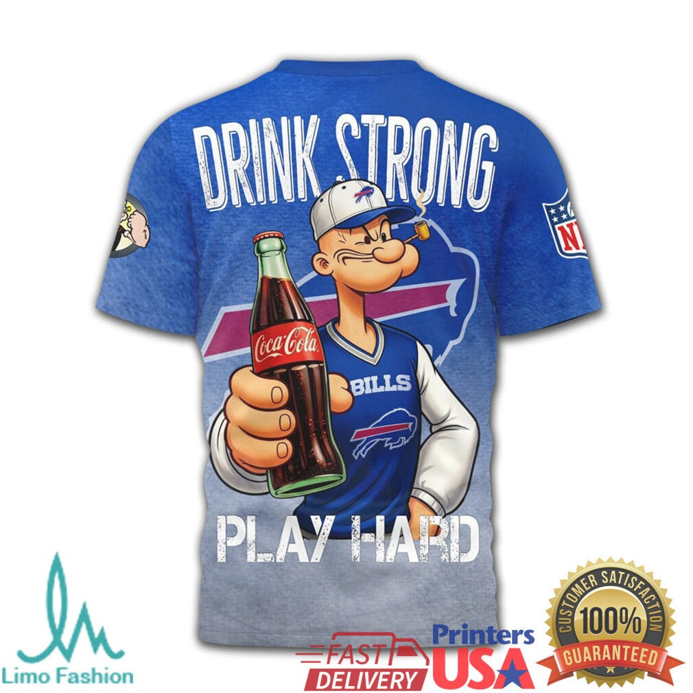 Buffalo Bills x Coca Cola Popeye “Drink Strong Play Hard” T Shirt - Limotees LLC