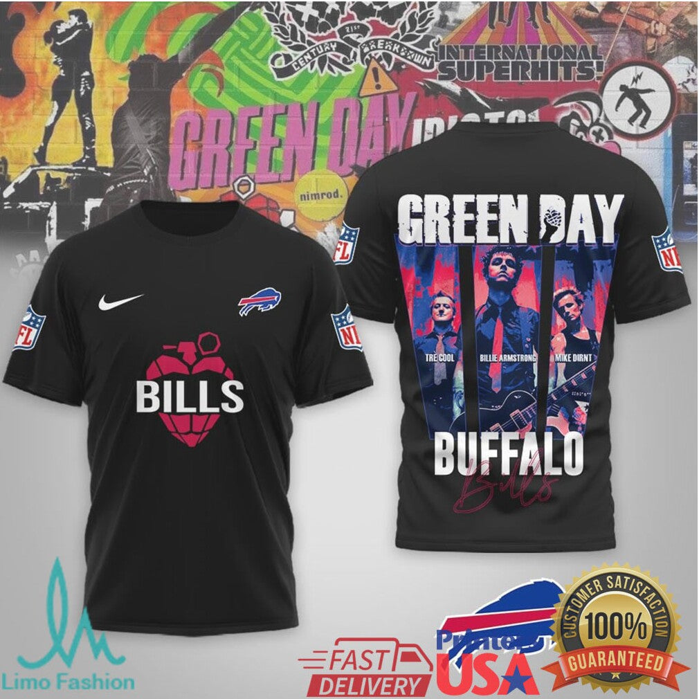 Buffalo Bills x Green Day Band Mashup Sporty Fan T Shirt - Limotees LLC