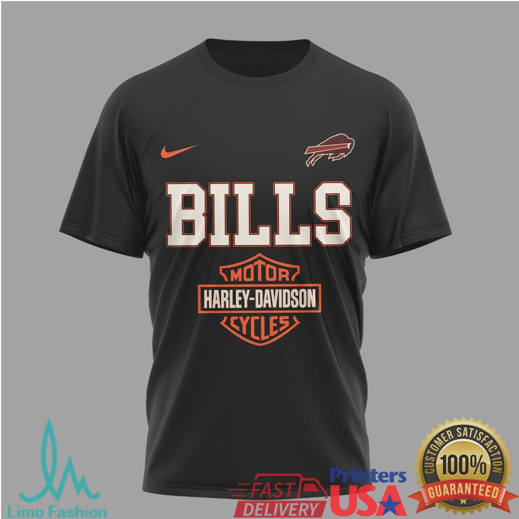 Buffalo Bills x Harley Davidson Motor Cycles Black Graphic T Shirt - Limotees LLC