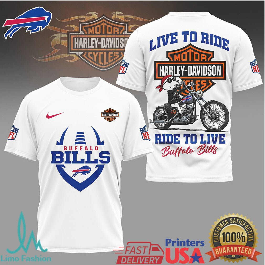 Buffalo Bills x Harley Davidson Ride To Live Motorcycle T Shirt - Limotees LLC