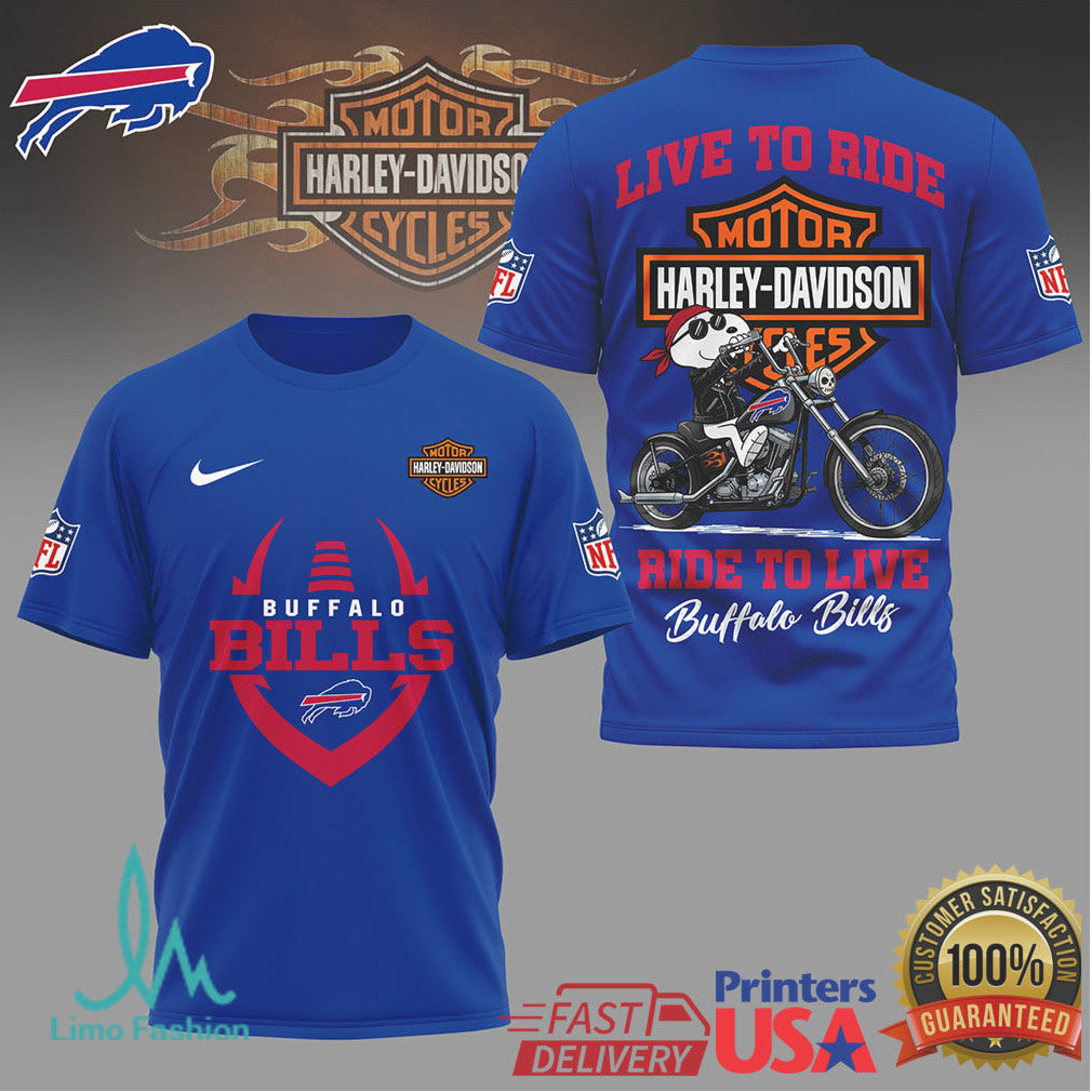 Buffalo Bills x Harley Davidson Ride To Live Motorcycle T Shirt - Limotees LLC