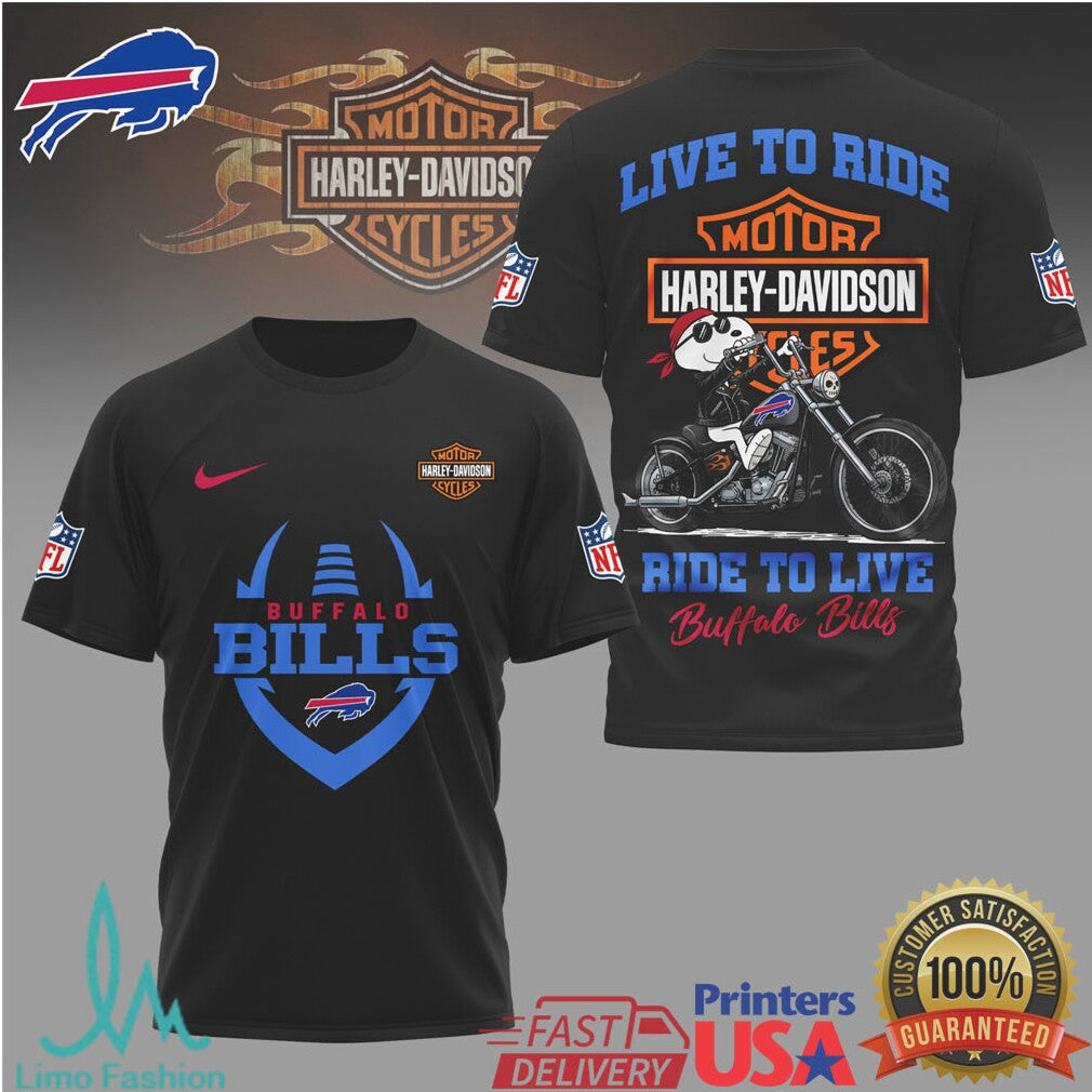 Buffalo Bills x Harley Davidson Ride To Live Motorcycle T Shirt - Limotees LLC