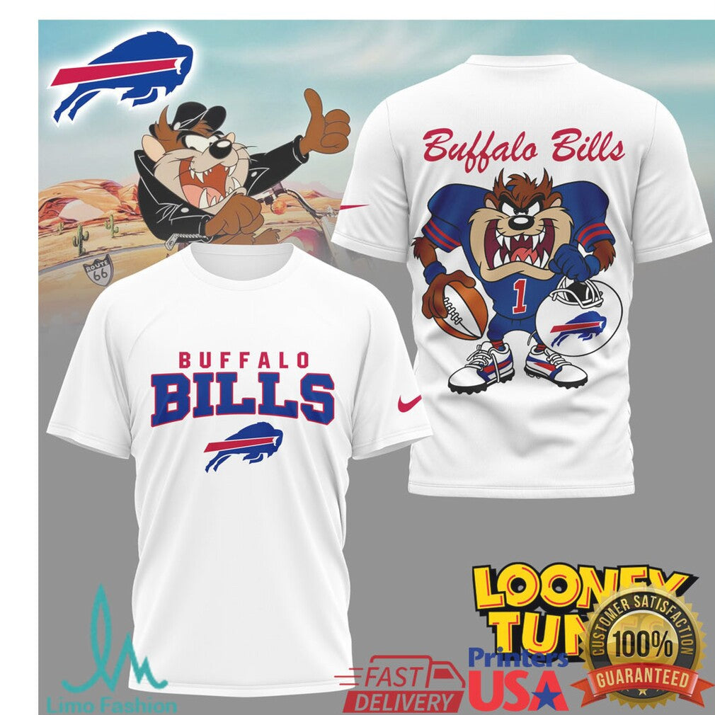 Buffalo Bills x Looney Tunes Taz Football Helmet Graphic T Shirt - Limotees LLC