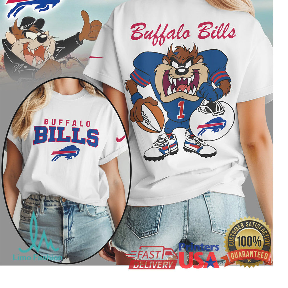 Buffalo Bills x Looney Tunes Taz Football Helmet Graphic T Shirt - Limotees LLC