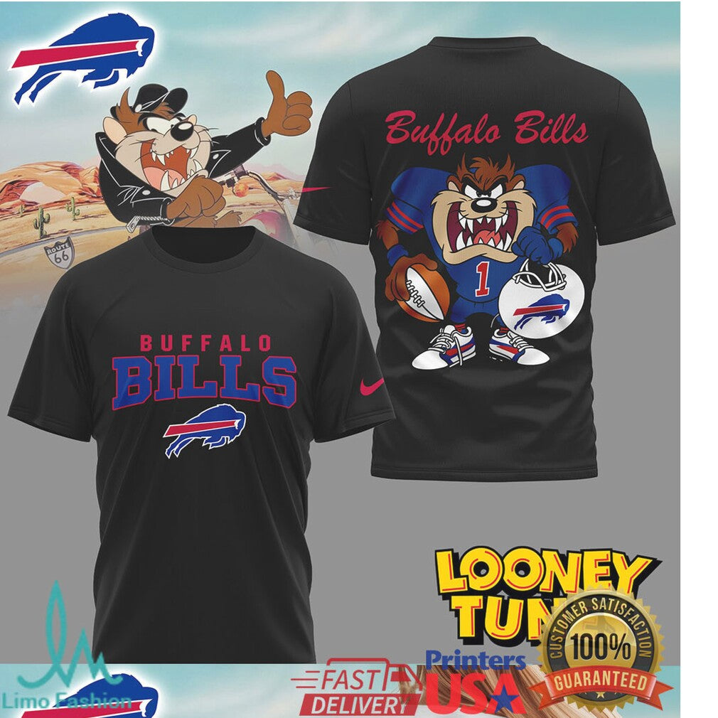 Buffalo Bills x Looney Tunes Taz Football Helmet Graphic T Shirt - Limotees LLC